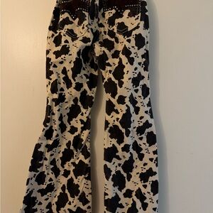 Cow Print Flared Rodeo Pants